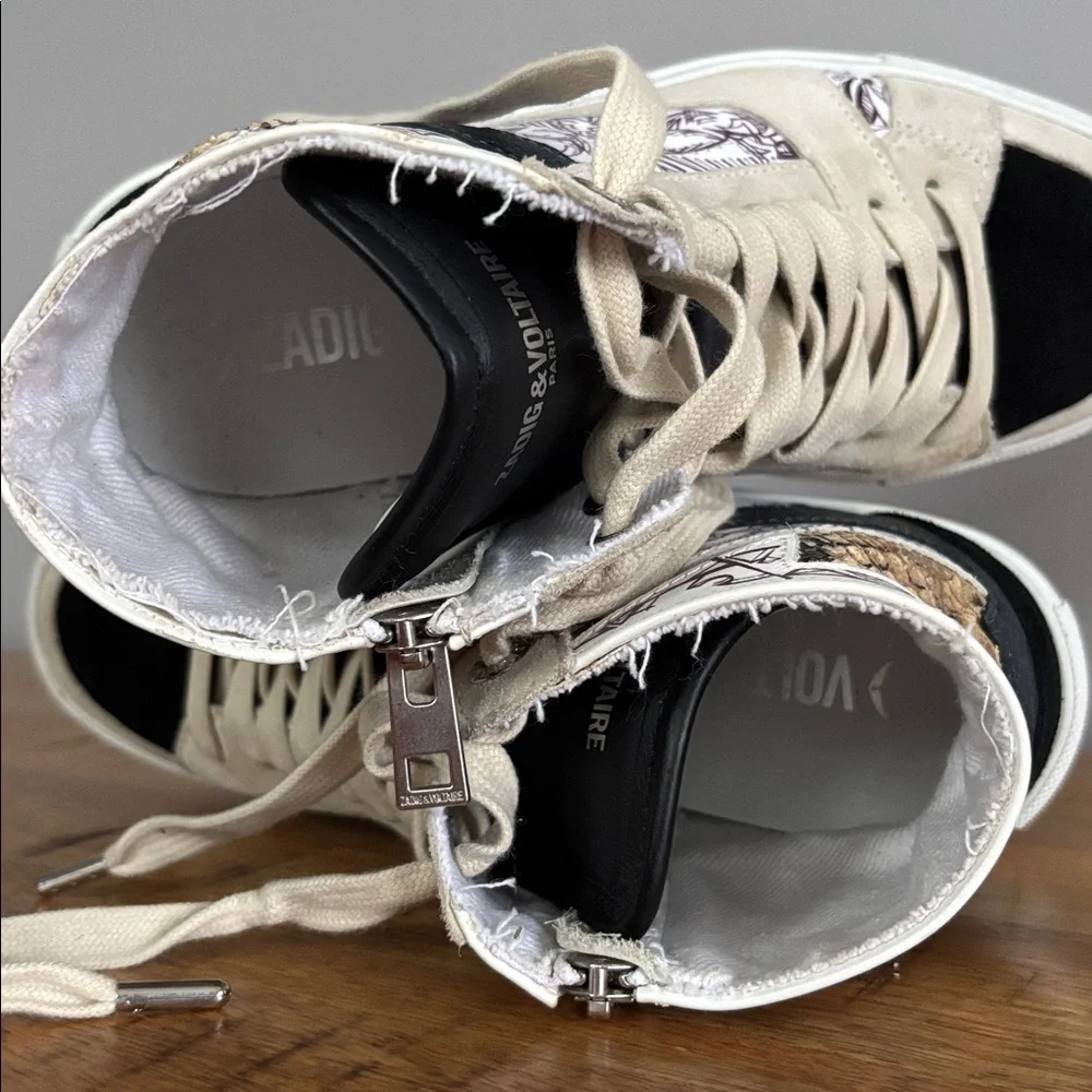 Zadig & Voltaire High Top Sneakers Leather & Snake Streetwear Y2K Grunge